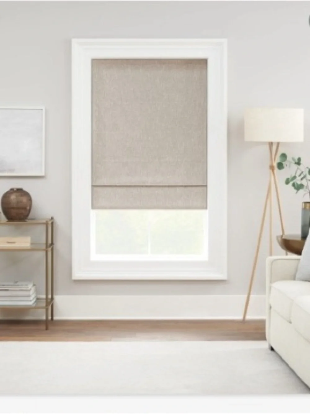 Eclipse Beige Linen-Look Roman Shade Dimensions: 39 in x 64 in.